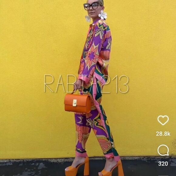 ZARA PRINTED PAJAMA-STYLE PANTS - Picture 7 of 16